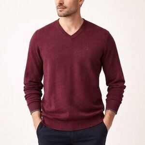 Calvin Klein Extra Fine Merino Wool V-Neck Sweater Mens Medium Burgundy